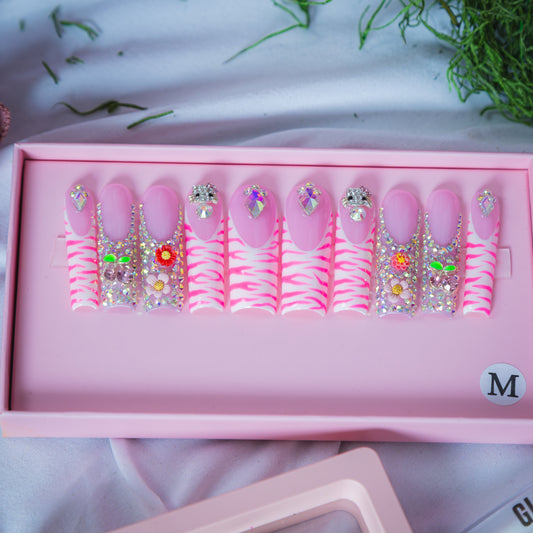 Bling Zebra Press Ons
